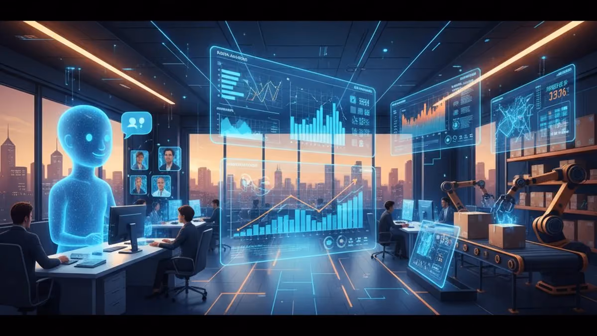 AI for business applications including customer service automation, data analytics, and predictive forecasting