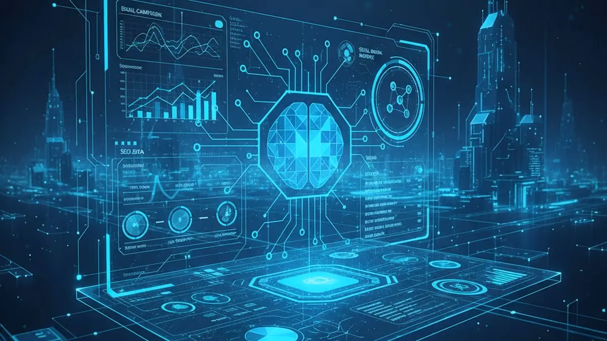 AI marketing automation platform dashboard showing analytics and multi-channel campaign management
