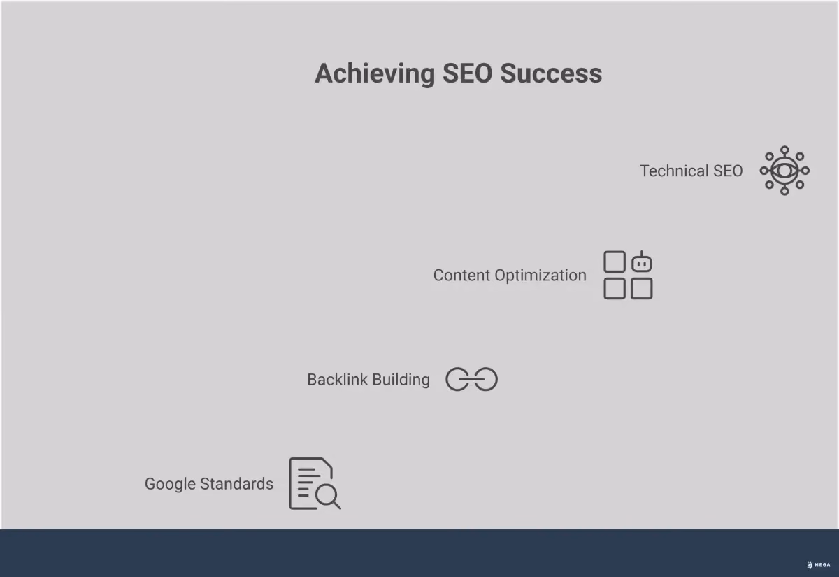 SEO Success: Skip AI Detectors, Focus on What Works Professional infographic showing SEO strategy fundamentals with four main sections: Google's content standards emphasizing user value over AI detection, backlink building framework with specific metrics and tools, AI-assisted content optimization process, and technical SEO performance benchmarks. Each section includes actionable steps, specific tools, and measurable targets for improving search rankings through proven fundamentals rather than AI detection scores.