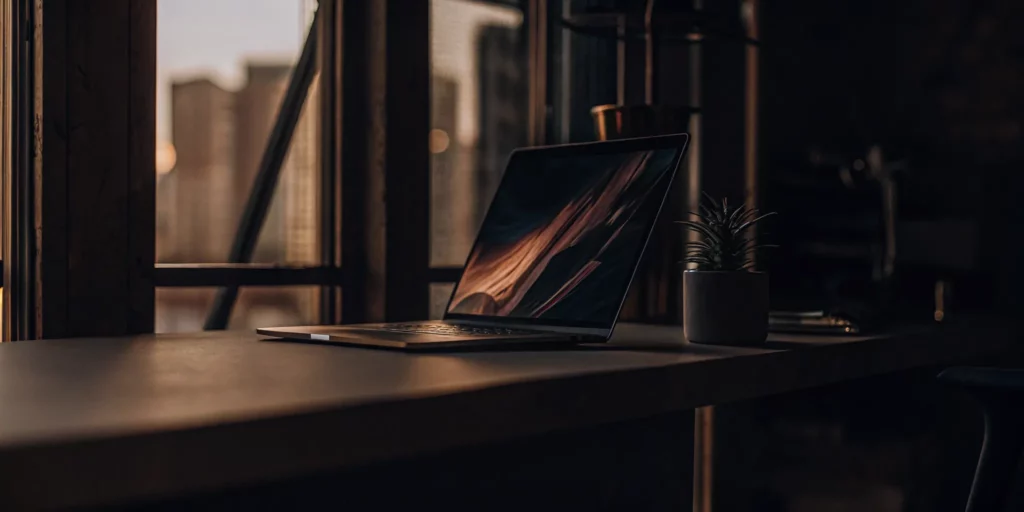 AI-generated product descriptions on a laptop.
