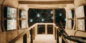 AI-powered SEO tools build backlinks within a digital network.
