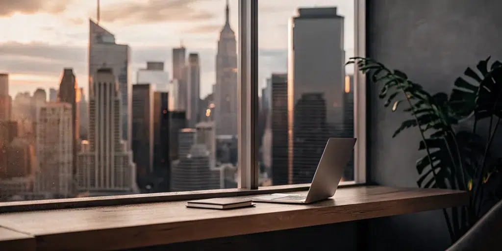Entrepreneur writing Instagram bio on laptop.