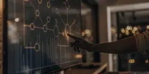 SEO strategy diagram on a digital screen.
