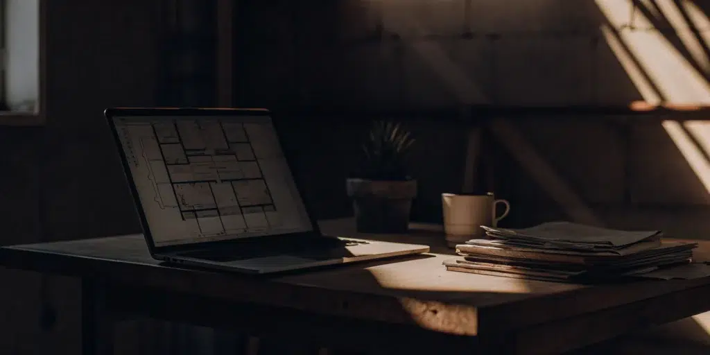 Real estate investment planning tools on a desk.