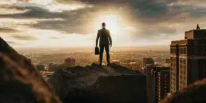 SEO expert overlooks city skyline.