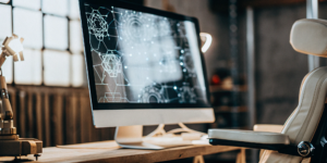 Computer screen with graphs and data visualizing the latest ChatGPT algorithm changes.