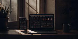 The best Google Ads management software dashboard displayed on a laptop and smartphone.