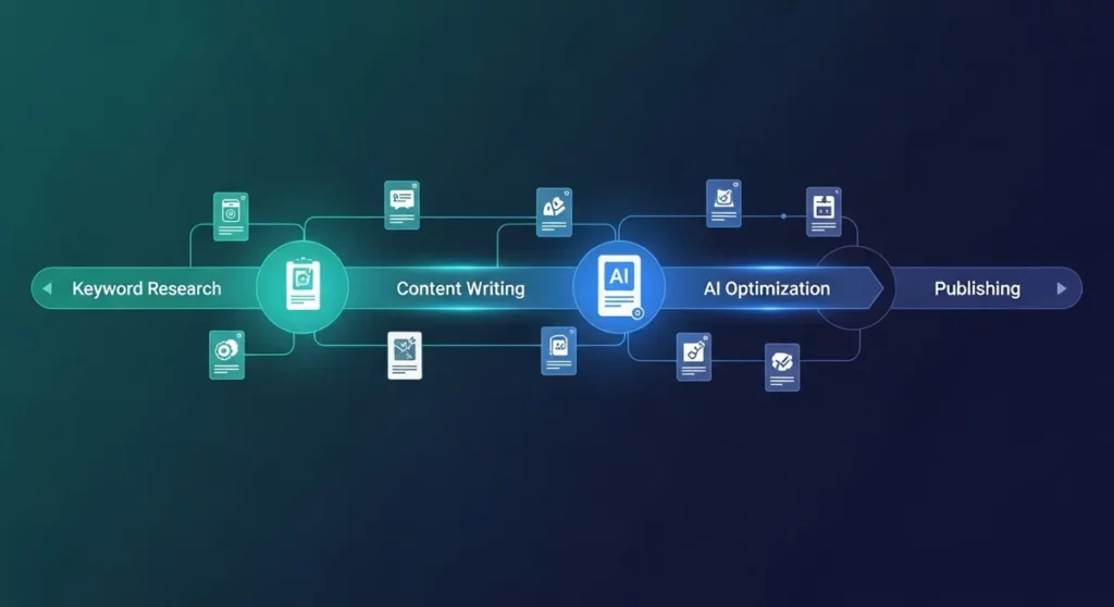 AI-powered content marketing pipeline from research to distribution