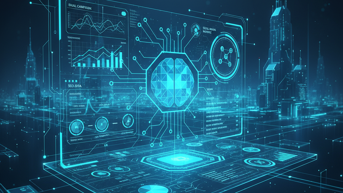 AI marketing automation platform dashboard showing analytics and multi-channel campaign management