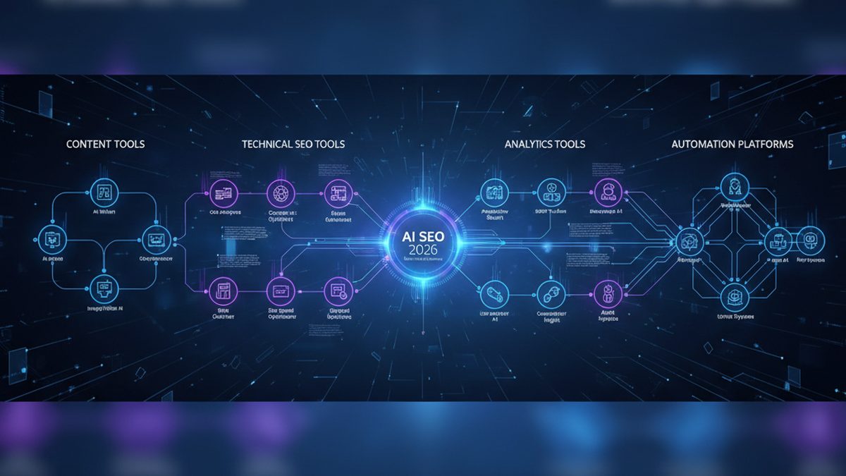 AI SEO tools landscape showing content, technical, analytics, and automation tool categories
