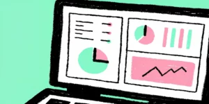Analytics dashboard showing SEO metrics on a laptop screen
