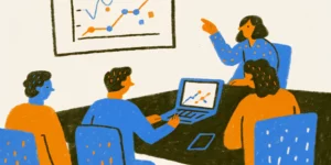 Software as a Service marketing team collaborating on an organic growth strategy in a modern startup office